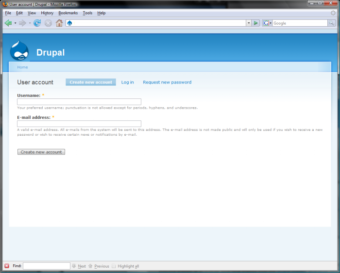 Register first account